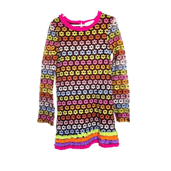 Emily Rose Girls Dress Size 8 Floral Ruffle  Mesh Colorful Back to school Winter - Picture 1 of 12